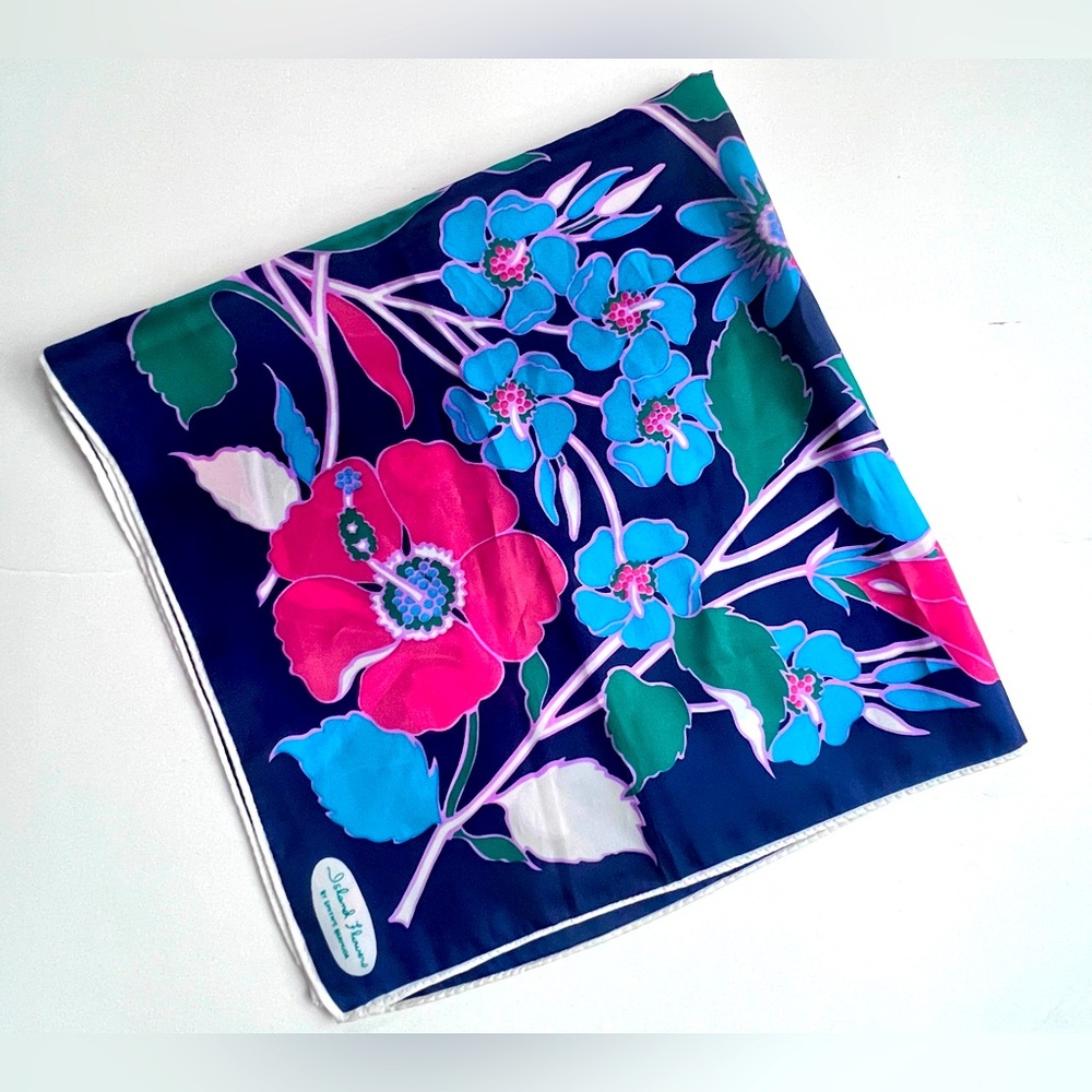 Vintage Blue Floral Scarf by Smith’s of Bermuda